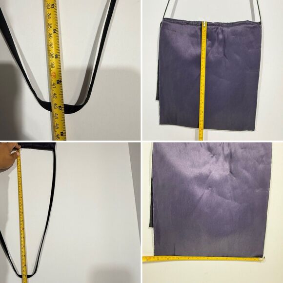 Women Satin Crossbody Shoulder Bag Dark Blue Fold Over Flap 11x12 in - Picture 11 of 16